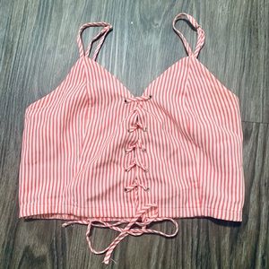 Forever 21 lace up front spaghetti string crop